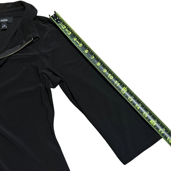 MSK Black Collared Dress | Gold O-Ring Zip Front | Size M | Like New - Picture 10 of 12